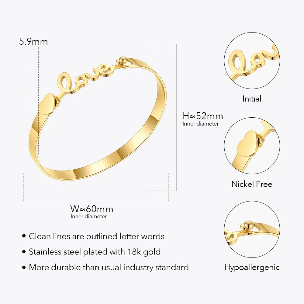 ENFASHION Stainless Steel Letter Bangle Gold Color Bracelet For Women Fashion Jewelry Initial Bracelets Set Pulseras Mujer B2271