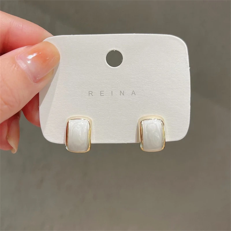 Trend Chic Enamel C-shaped Women's Stud Earrings Red Green Pink Color Small Earrings for Girls Aretes De Mujer In - detail 14