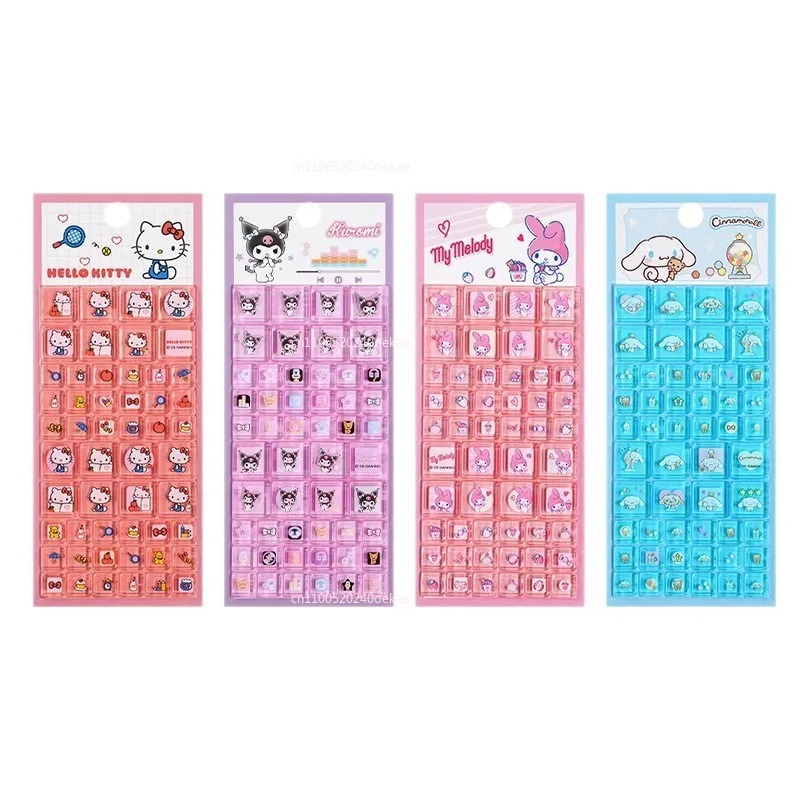 Hallo Kitty Cartoon 3D Quadratische Aufkleber Anime Telefon Laptop Gepäck Dekoration Kreative DIY Strass Aufkleber Kinder Spielzeug Geschenk