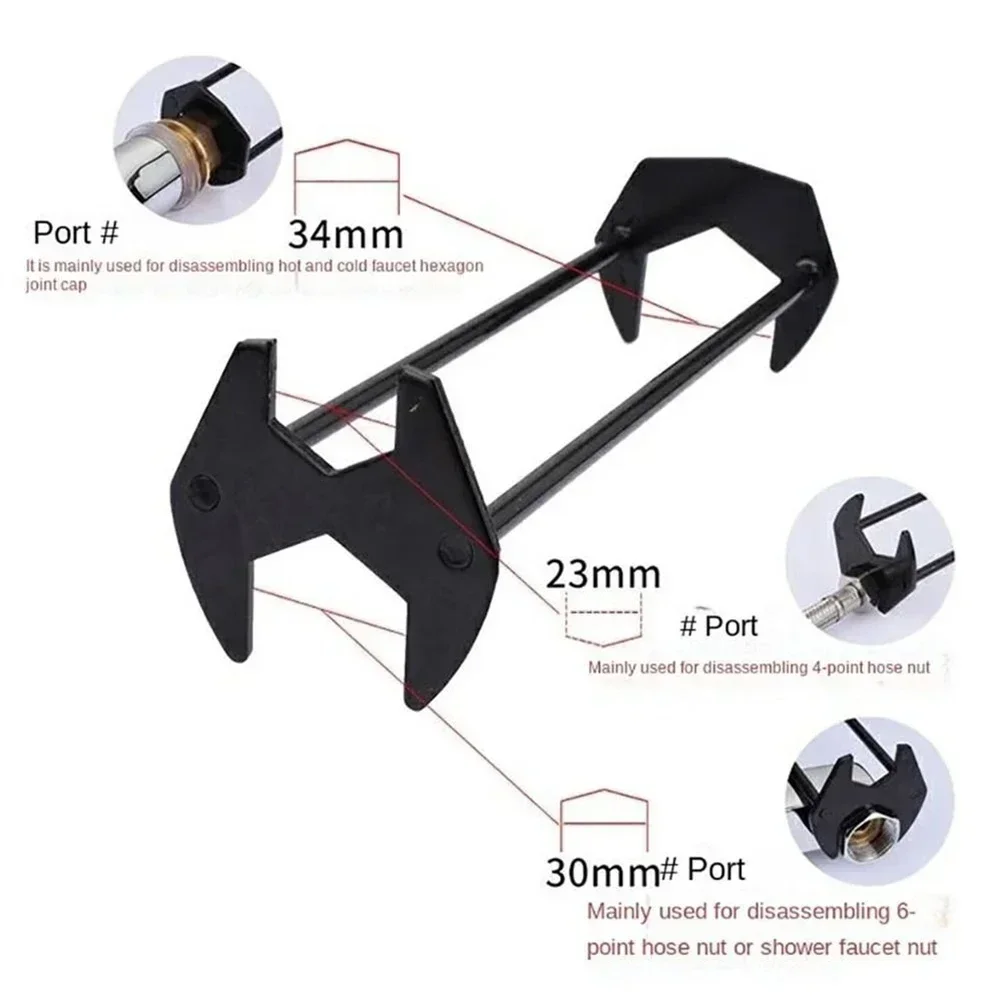 Imagem -02 - Chave Multiuso para Pia de Banheiro Ferramenta de Encanamento Torneira Tubulação de Água Porcas Torneira Mangueira Reparo Instalação Ferramentas Manuais