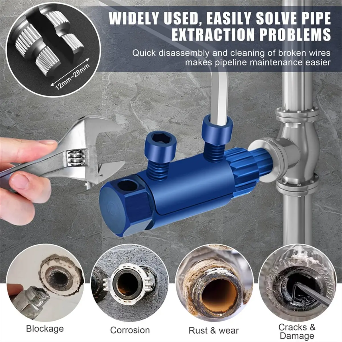 HOME USE-A Broken Pipe Thread Extractor Tool, New Broken Faucet Removal Tool, Stripped Bolt Extractor Set