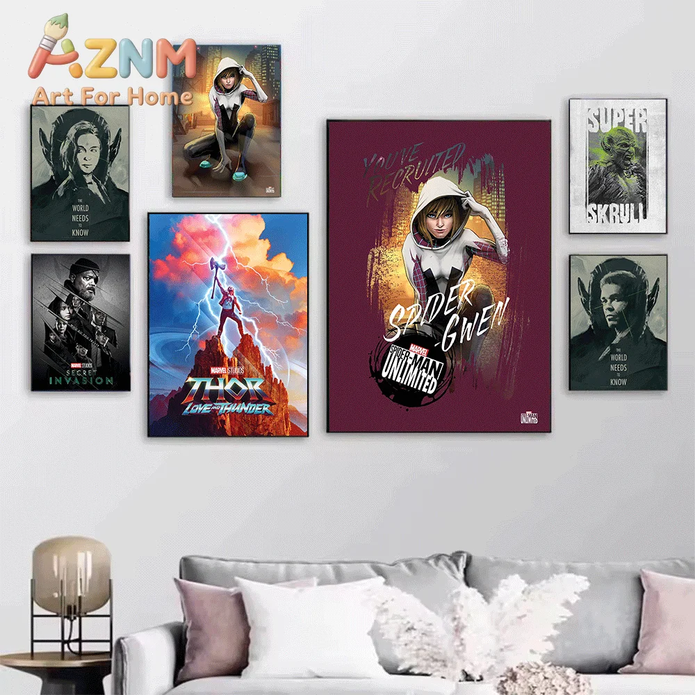 AZNM Mighty Thor Comic Canvas Wall Art Unframed Print Home Wall Decor Poster Marvel Superhero Fans Bedroom Decoration