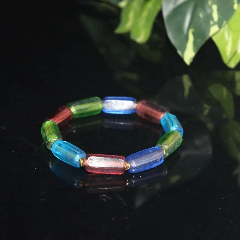 

Vintage glass Duobao tube old beads glazed bracelet