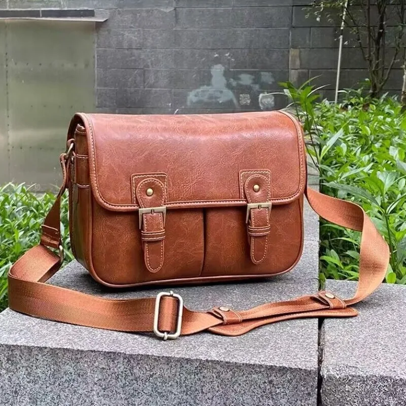 Hot Sale Camera Shoulder Bag Faux Leather SLR Photo Bag for Nikon for Canon SLR camera with anti-drop liner