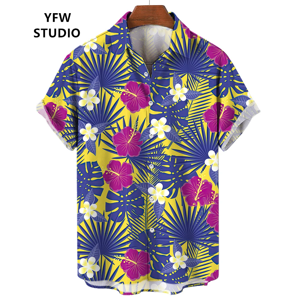 Hawaiian Shirt Men 3D Fruit Print Shirts Summer Men's Clothing Coconut Pattern Short Sleeve Top Casual Streetwear Oversized Tees