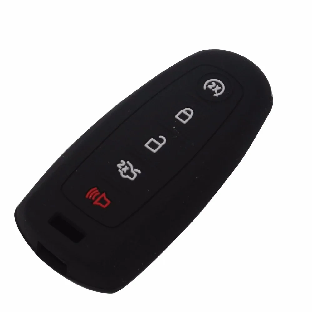 jingyuqin 5 Buttons Silicone Car Key Cover Case For Ford Escape Explorer Edge Flex Focus Taurus Lincoln Mks Holder Smart Key