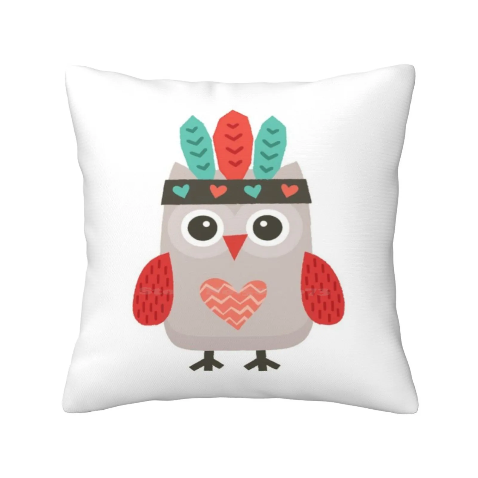 Hipster Owlet Soft Comfortable Pillowcase Baby Owlet Heart Love Bird Animals Cartoon Hipster Cute Sweet Forest Mint Green Retro