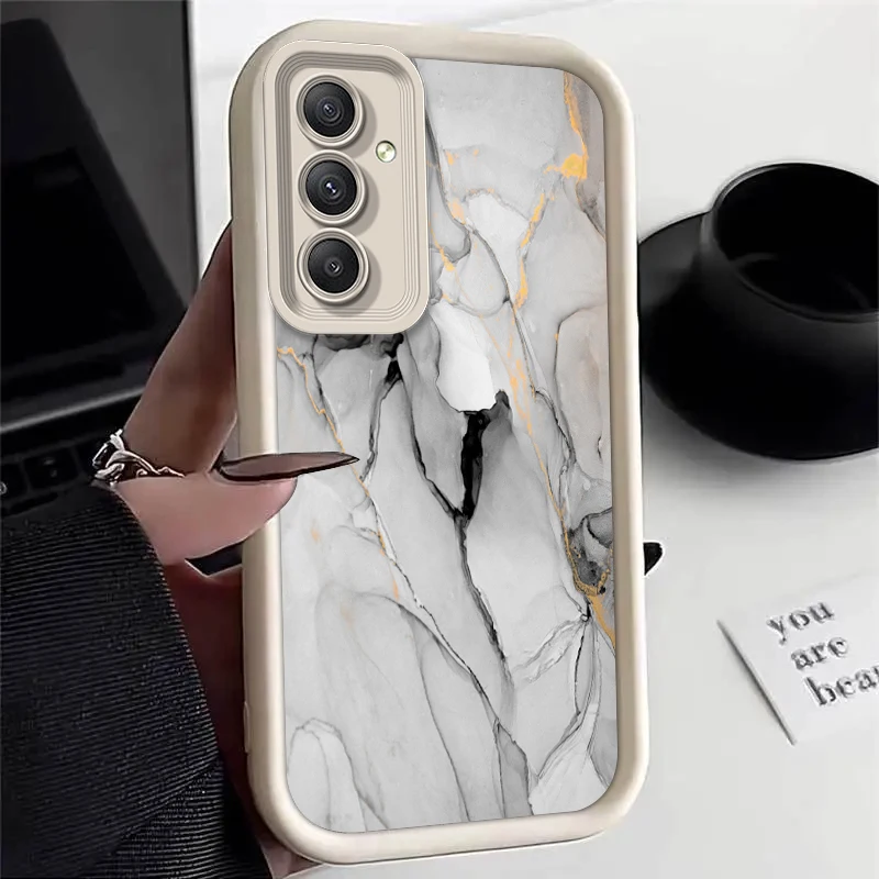 Marble Silicone Phone Case On For Samsung Galaxy A34 A24 A54 A20 A30 A50 A71 A51 A31 A21S A20S A04 A03 A750 4G 5G Luxury Cover