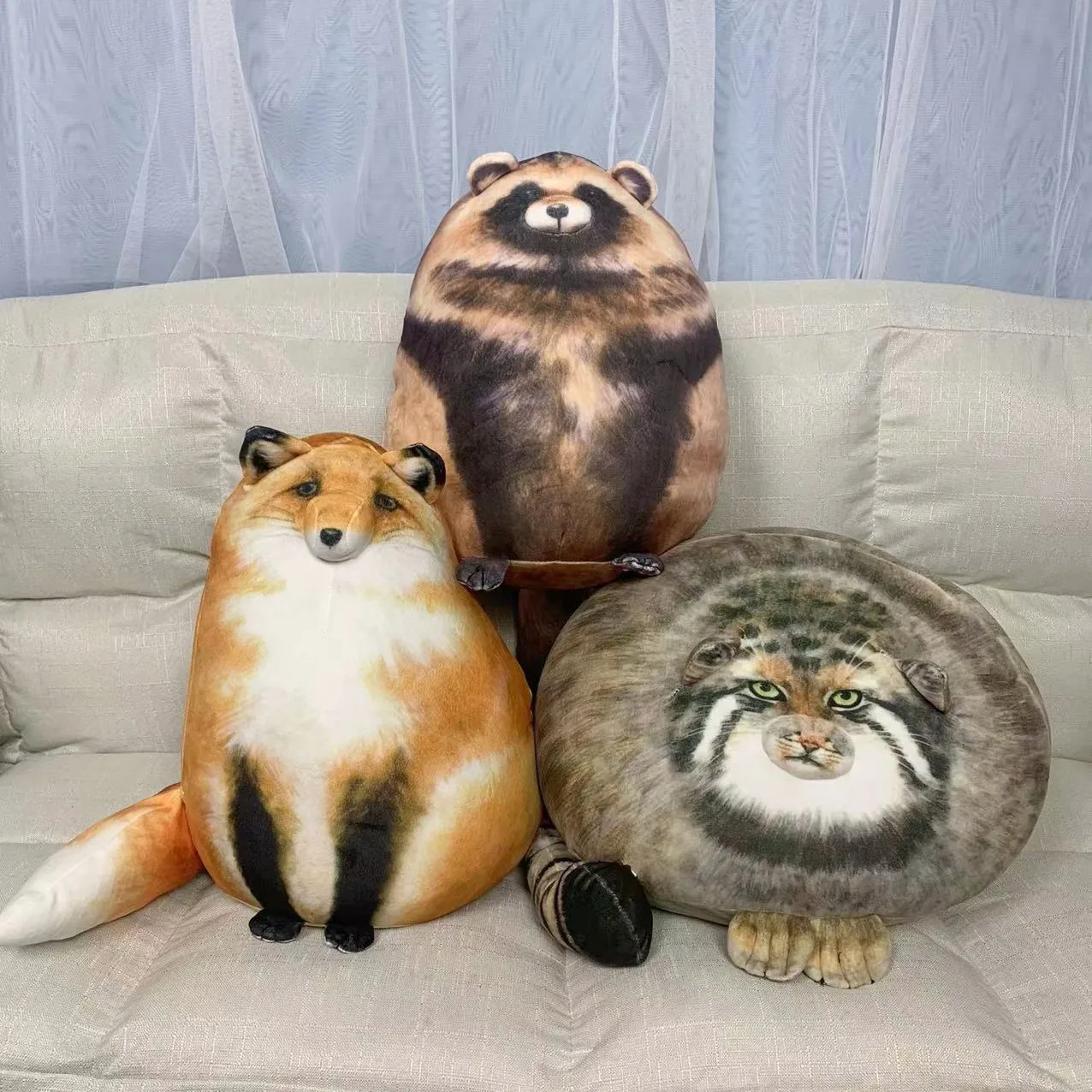 Popular mansion throw pillow healing doll cushion soft fierce cat fox plush toy doll
