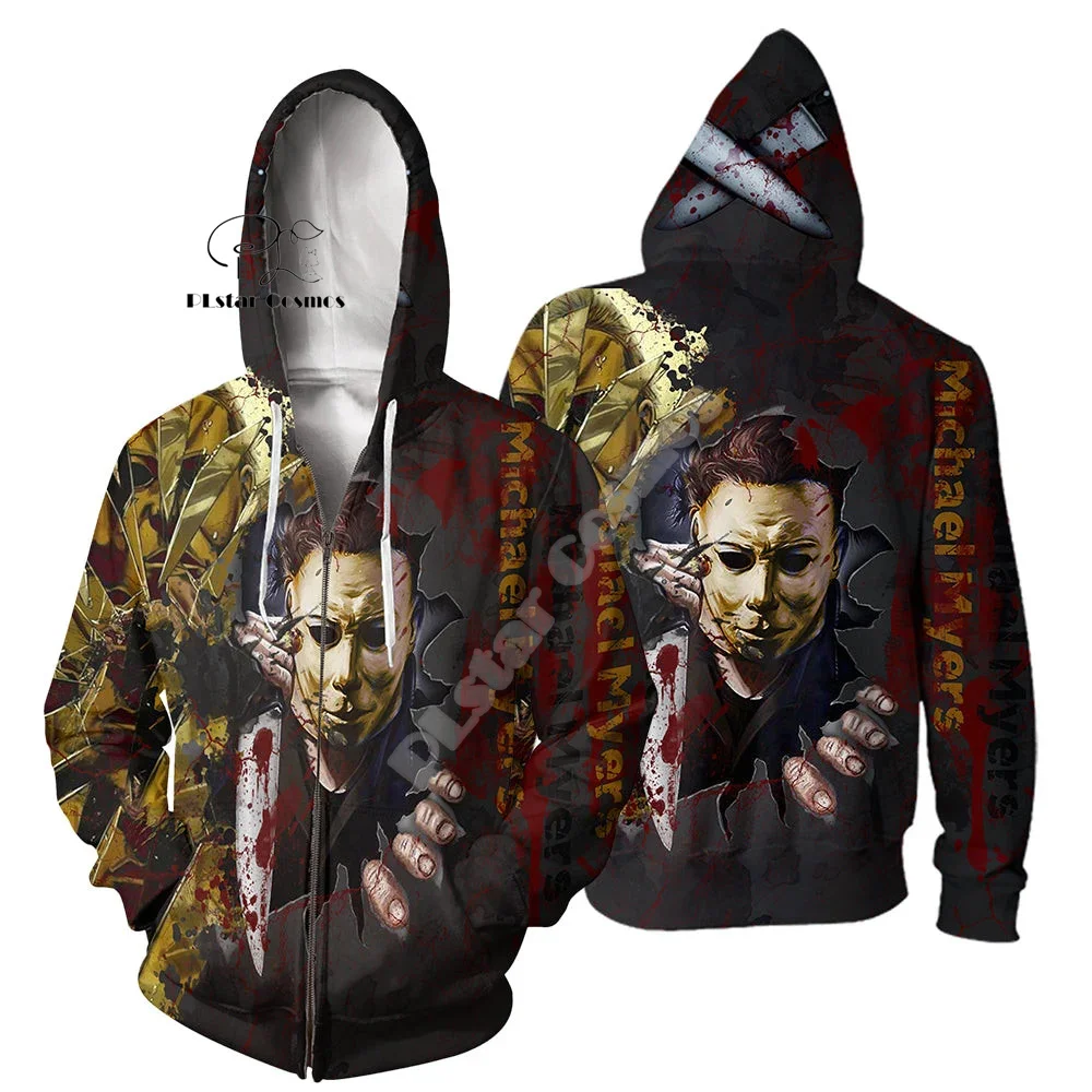 Cosplay Halloween Horror Terror Movie Michael Myers Vintage Retro Graffiti 3DPrint Pullover Streetwear Casual Jacket Hoodies N24