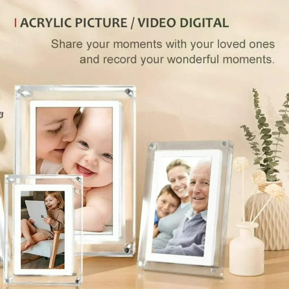 Acrylic Electronic Digital Photo Frame Photo Frame Portable 5-inch Vertical IPS Screen Storage Suitable for Desk/bedside/nursery