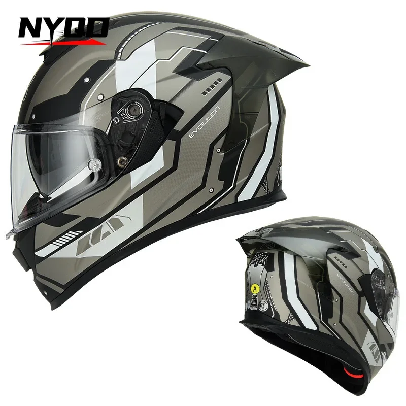 AR 936 Motorcycle Men's and Women's Fully Covered Racing Helmet Dual Lens Four Season Helmet with Reserved Bluetooth Slot