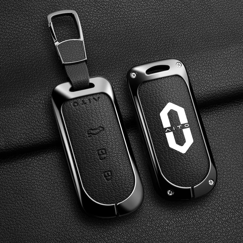 High Quality Zinc Alloy Leather Car Remote Key Case Cover For Aito M5 M7 M9 Auto Protector Holder Shell Keychain Accessories