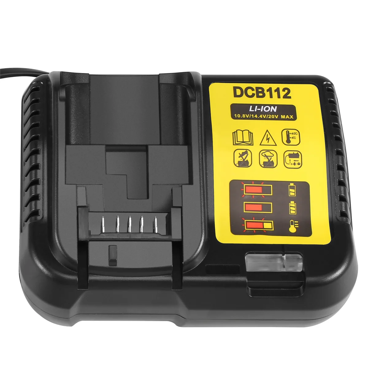 Dcb112ที่ชาร์จแบตเตอรี่ Li-ion DeWalt 10.8V 12V 14.4V 18V Dcb140 Dcb200 Dcb101 Dcb105 Dcb200ปลั๊กสีดำ