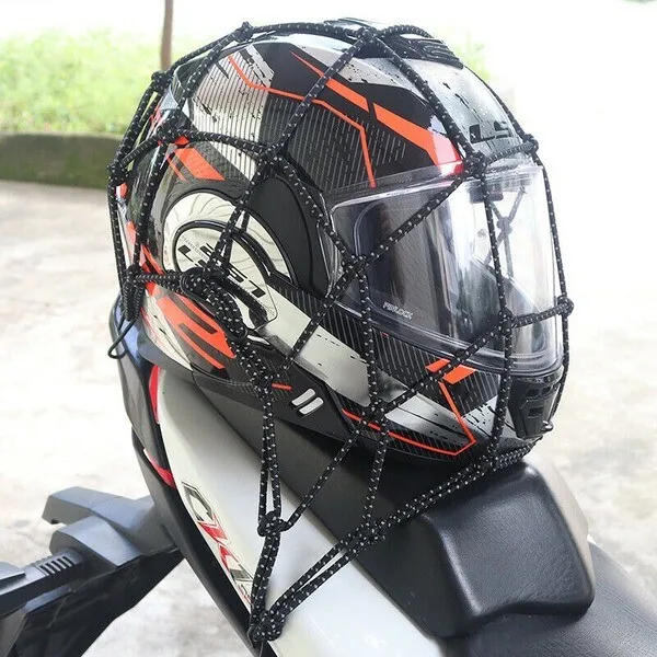 6 ganchos motocicleta bicicleta capacete carga bagagem net bungee segurar preto 40x40cm