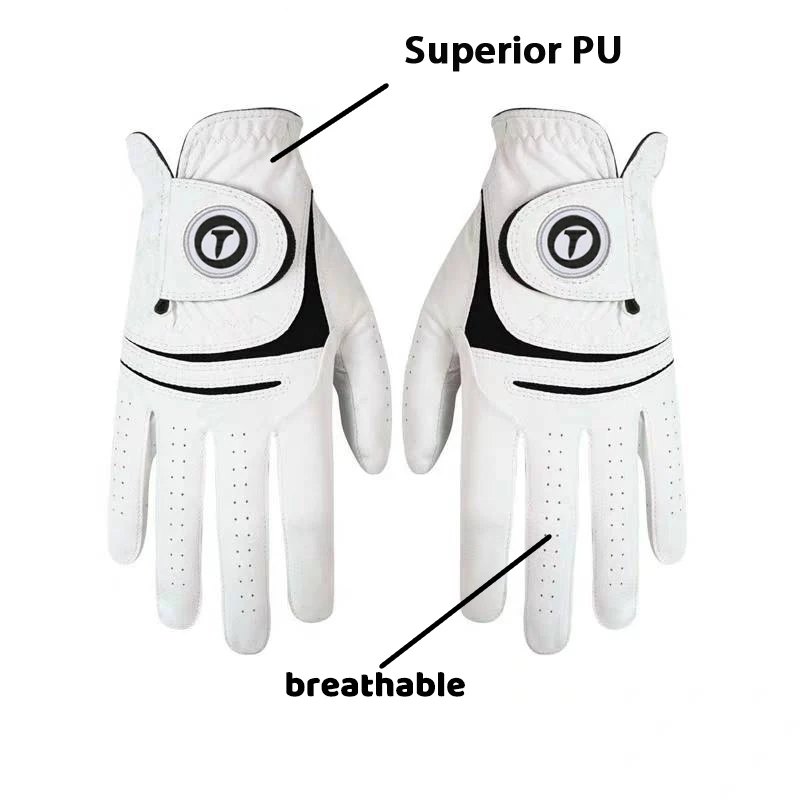 Hot Golf Gloves for Men Left and Right Hand PU with Lambskin Material Comfortable Breathable Wear Resistant Sports Golf Gloves