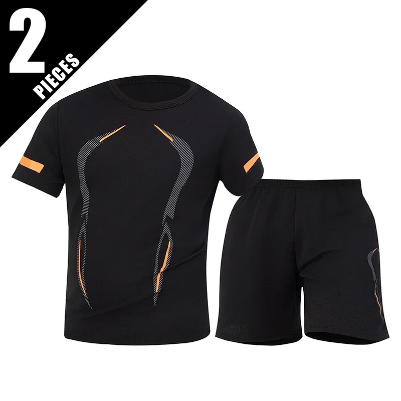 

2-Piece Men's Set Summer Youth Print Versatile Casual Fashion Sports Running Comfortable Short Sleeved Shorts Trendy Men's Suit