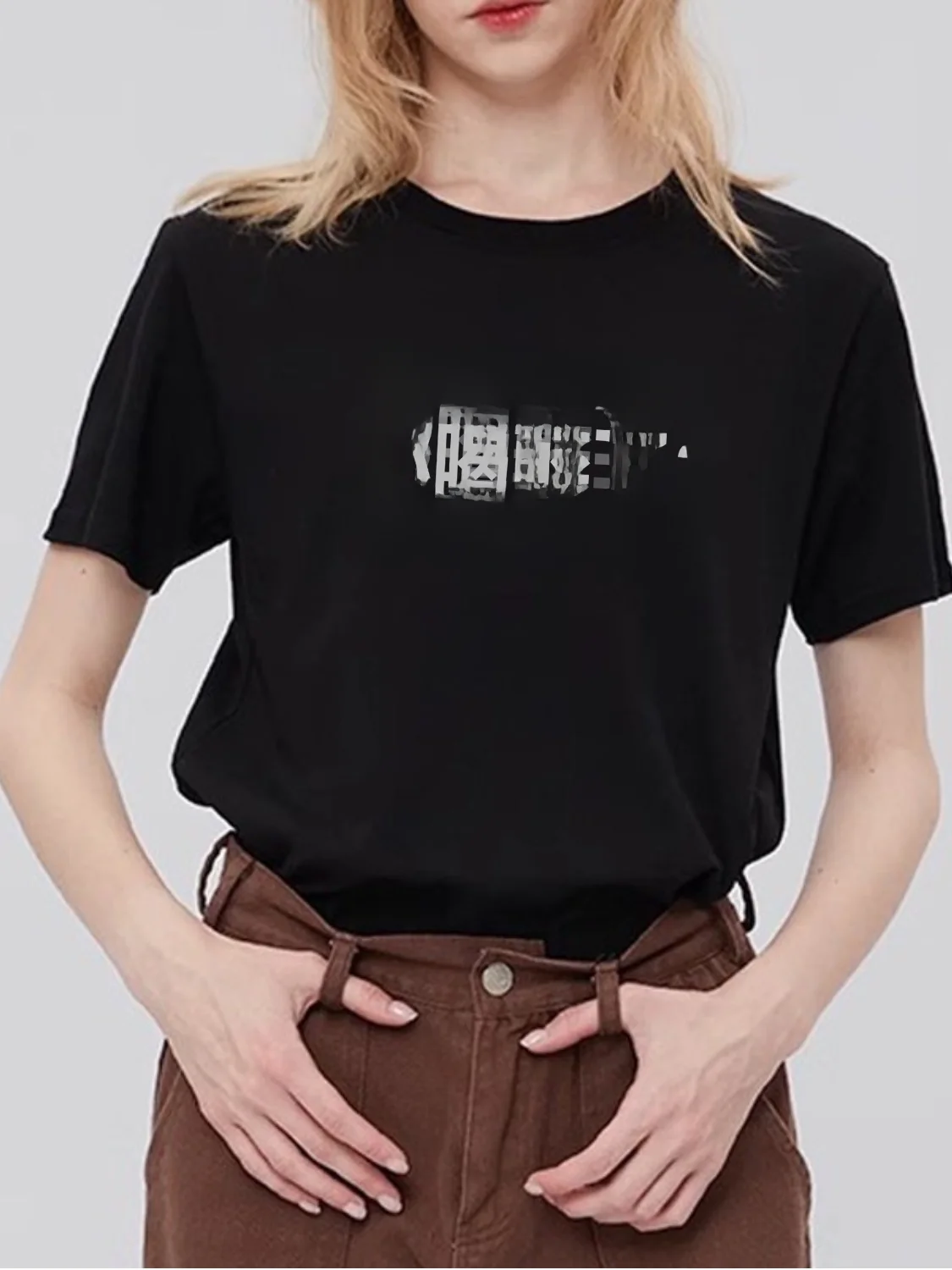 American Style Drunken Dizziness Text Print Fun round Neck T-Shirt Unisex Loose Pure Cotton Short Sleeve Breathable Casual Top