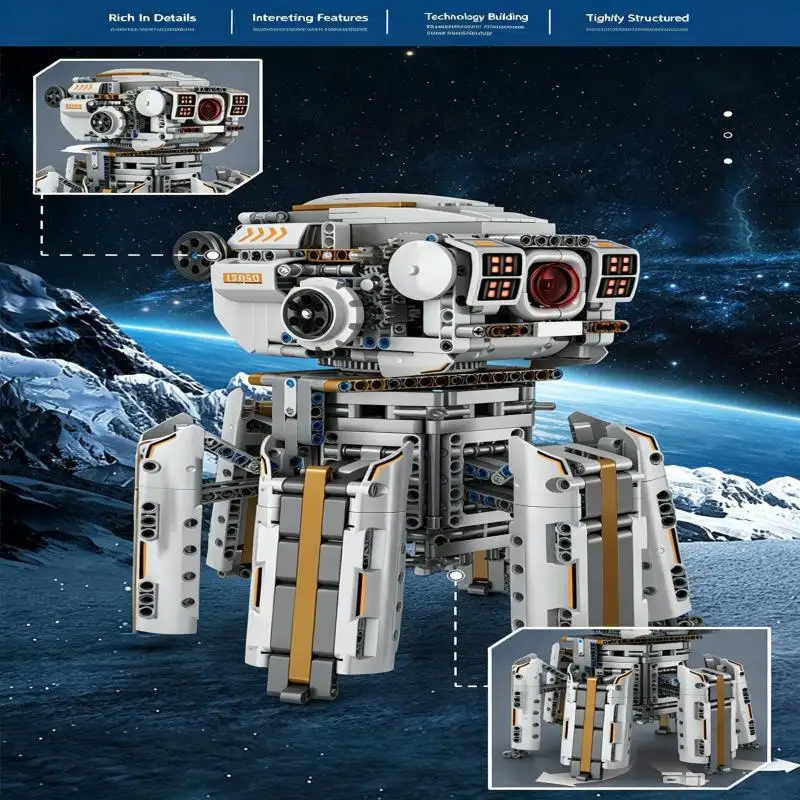 Technical DIY Robot Building Blocks Set, 3-in-1 Transformable Programmable Mecha Toy, Suitable for Kids & Adults