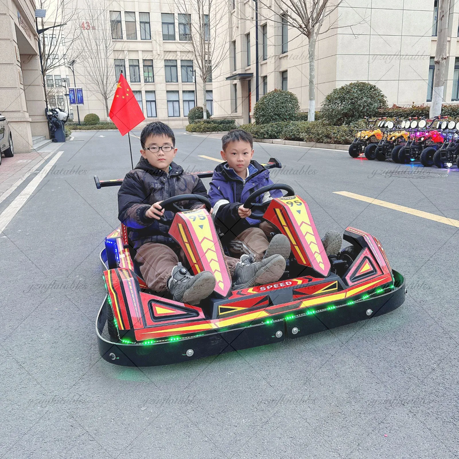 

Double Person Style Amusement Park Electric Karting Battery Racing Go Kart for Children and Adults for Sales