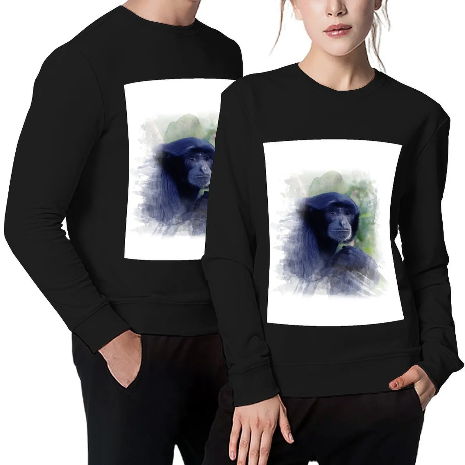 

Sad Siamang monkey Pullover mens clothing men wear korean autumn clothes autumn sweatshirts