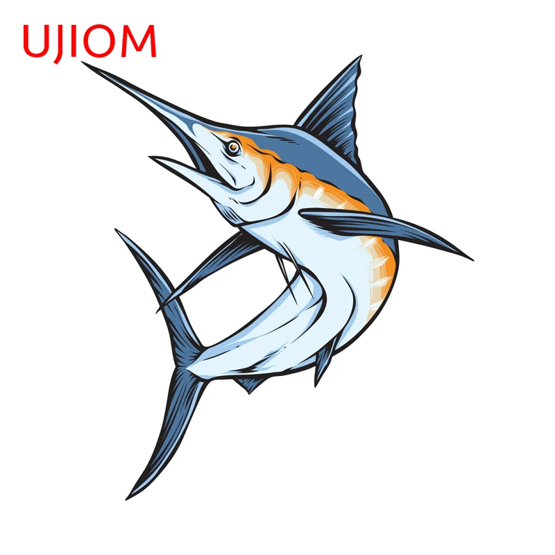 UJIOM Striped Marlin Beautiful Fish Wall Sticker Living Room Computer Cooler Decal Customizable Adhesive Wallpapers Decor DIY