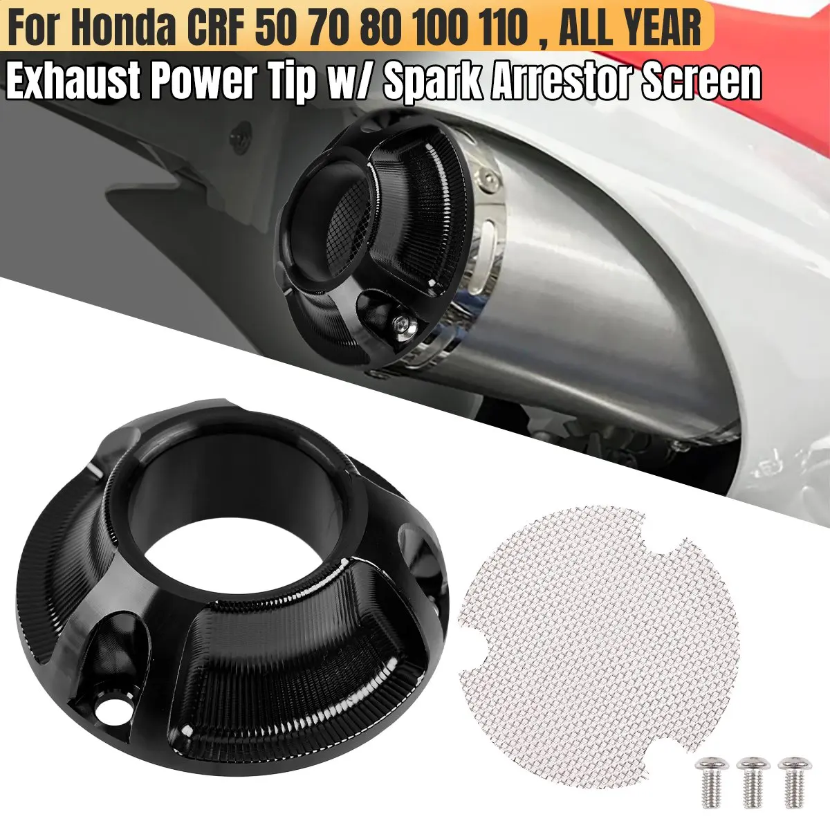 Końcówka wydechu motocyklowego z osłoną i sitkiem zapobiegającym wybuchom iskier do Honda CRF50F CRF70F CRF80F CRF100F CRF110F