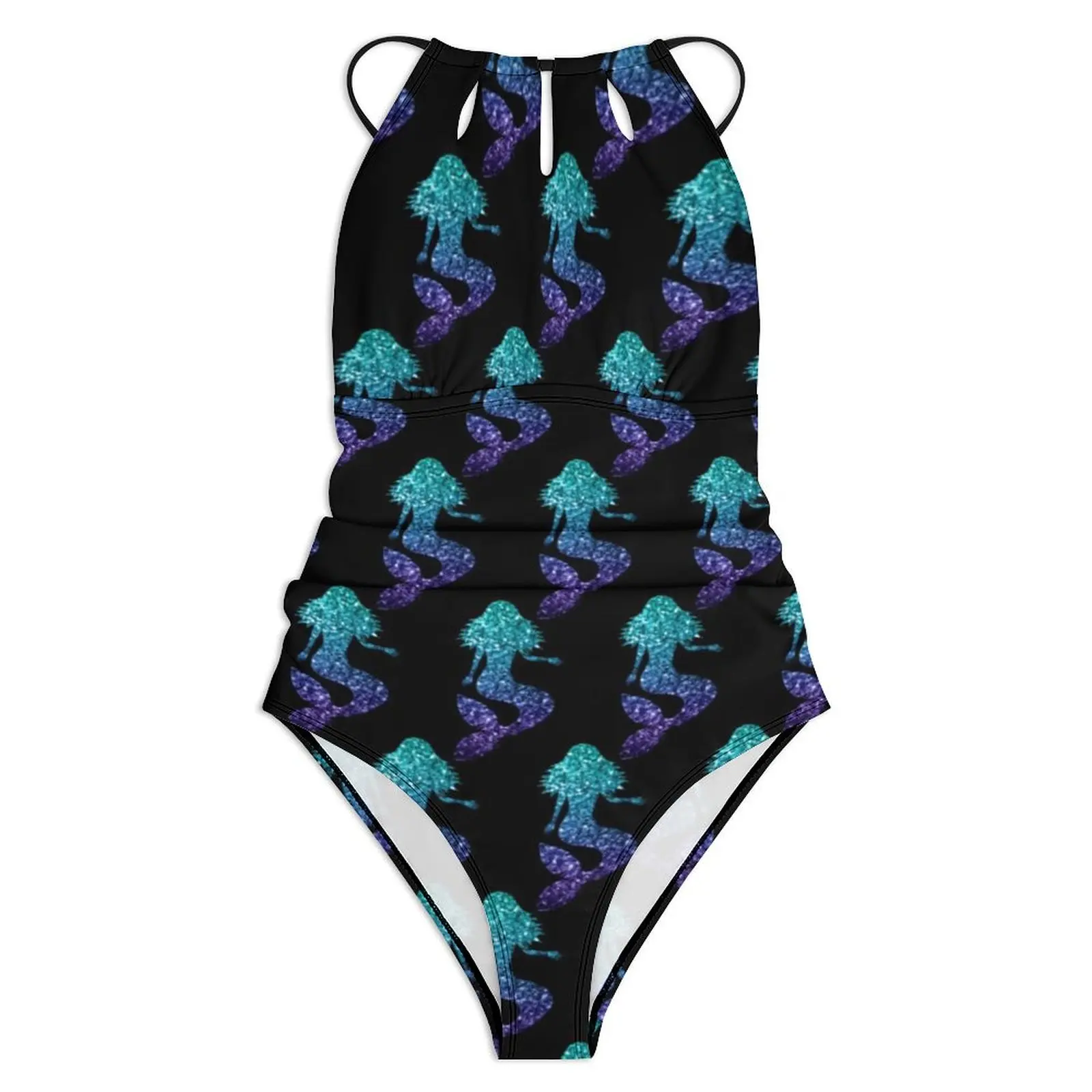 Mermaid Swimsuit Sexy Ombre Sparkles Print One-Piece Swimwear Push Up Bodysuit Trend Holiday Swim Beach Wear