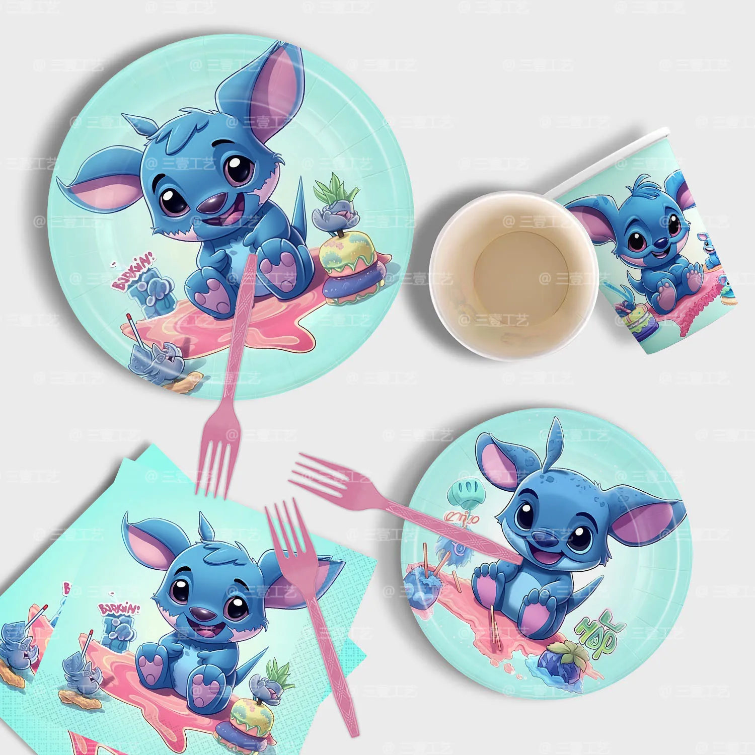 Lilo&Stitch Disney Heroes Anime Wegwerp Feestartikelen, Papieren Borden, Tissues, Tafelkleden, Verjaardagsfeestje Decoratiesets