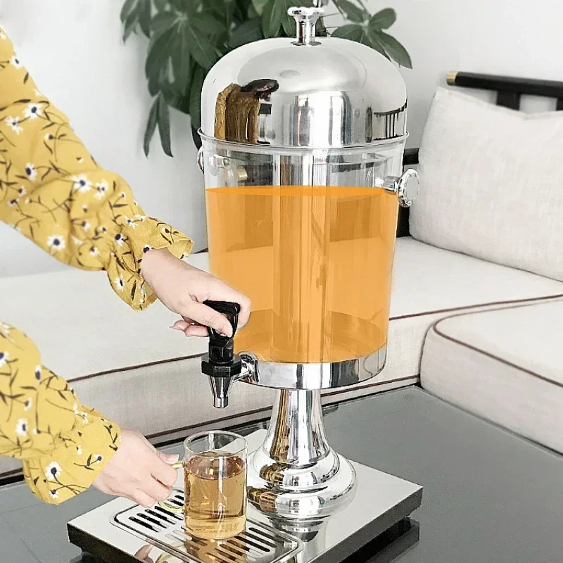 Hotel self-service catering material machine, commercial transparent milk tea bucket with faucet juice tripod