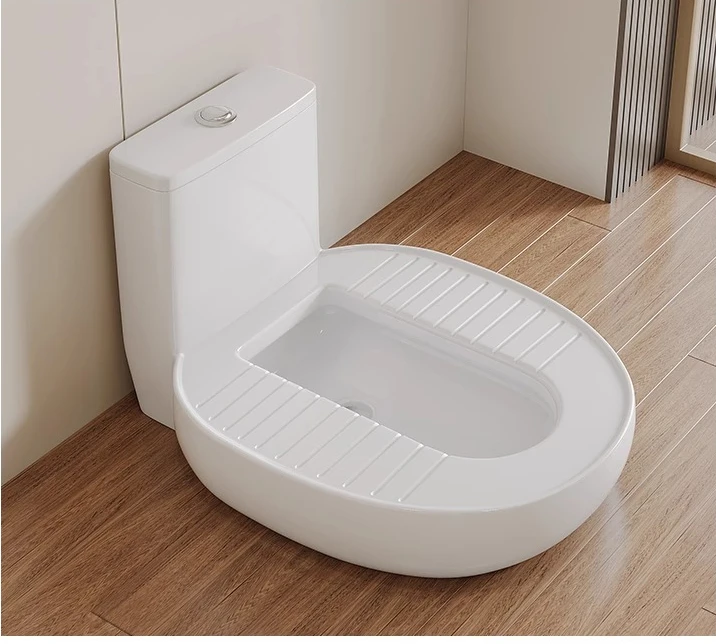 

surface-mounted integrated pit-free squatting toilet