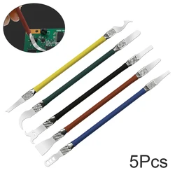 Extractor de chips IC de 5 piezas, removedor de CPU de hoja fina, herramienta de apertura de palanca de mantenimiento BGA, pegamento, desmontaje, teléfono, tableta, PC, herramientas de reparación