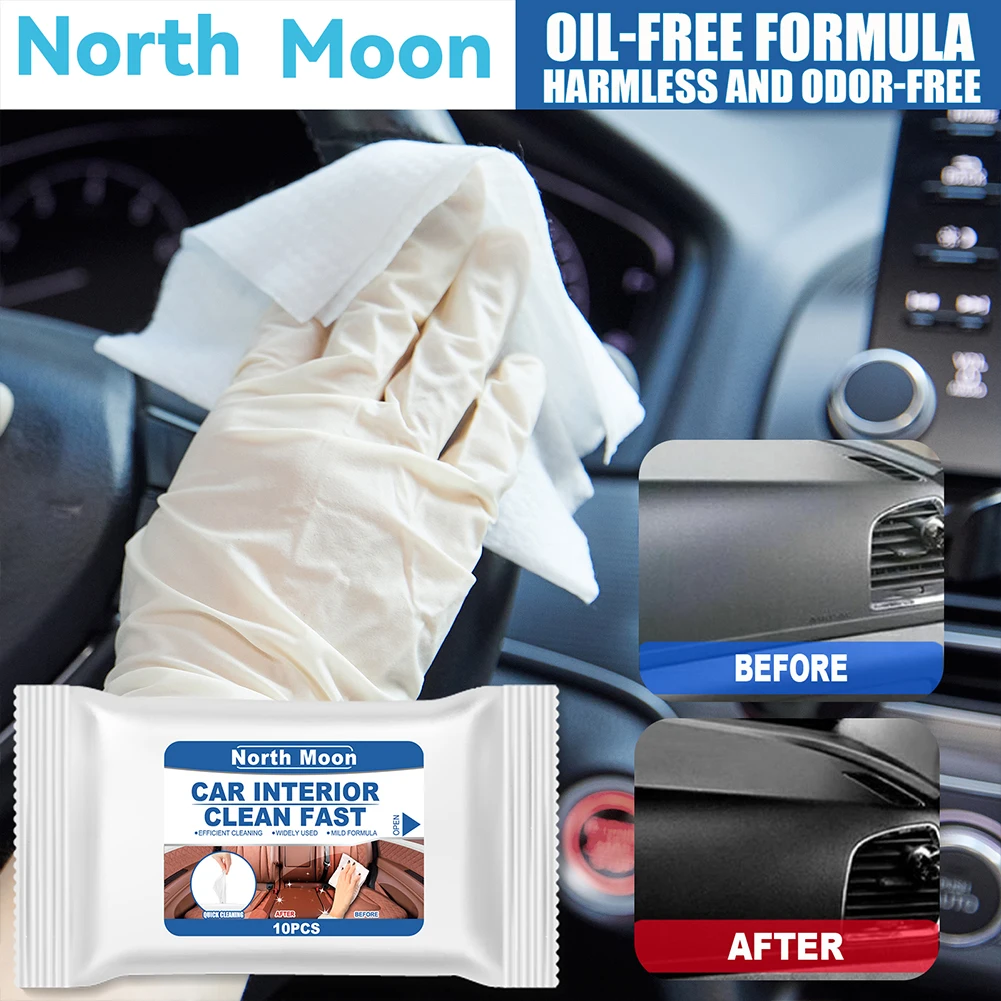 Disposable Car Interior Cleaning Wet Wipe Dashboard Console Carpet Leather Towel Glass Window Dust Remover Cleaner Supplies