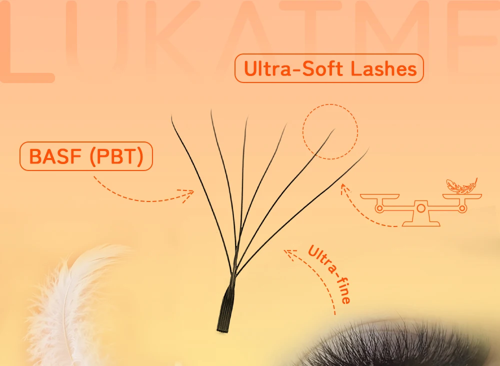 LUKATME 6D W-Form Vorgefertigte Volumen-Wimpern 7-14mm C/D Bloom 6D Wimpern 0,07mm W-Stil Vollflächige 6D Wimpernverlängerungen – Detail 4