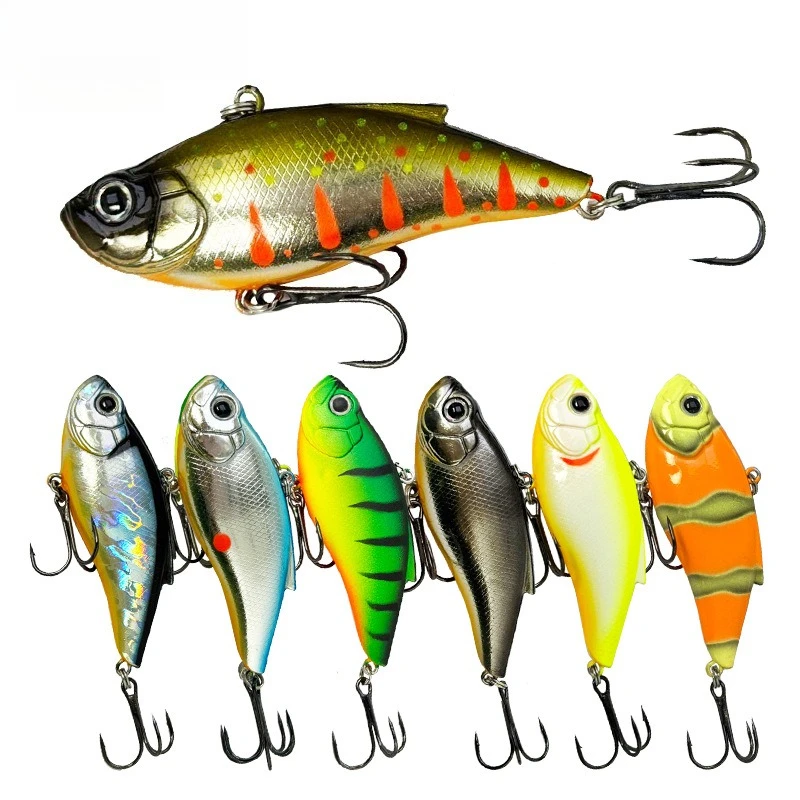 

2pcs 75mm/14.5g Wobblers Crankbaits Mini Fishing Bait Hot Vibration Treble Hook Fishing Lure VIB Sinking Lure Fishing