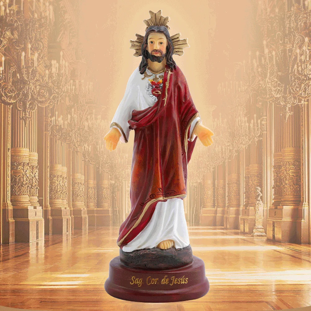 

Resin Craft Jesus Sculpture Delicate Design Stable Flat Base Use As Photography Prop Bring Sacred Style to Your Home Church