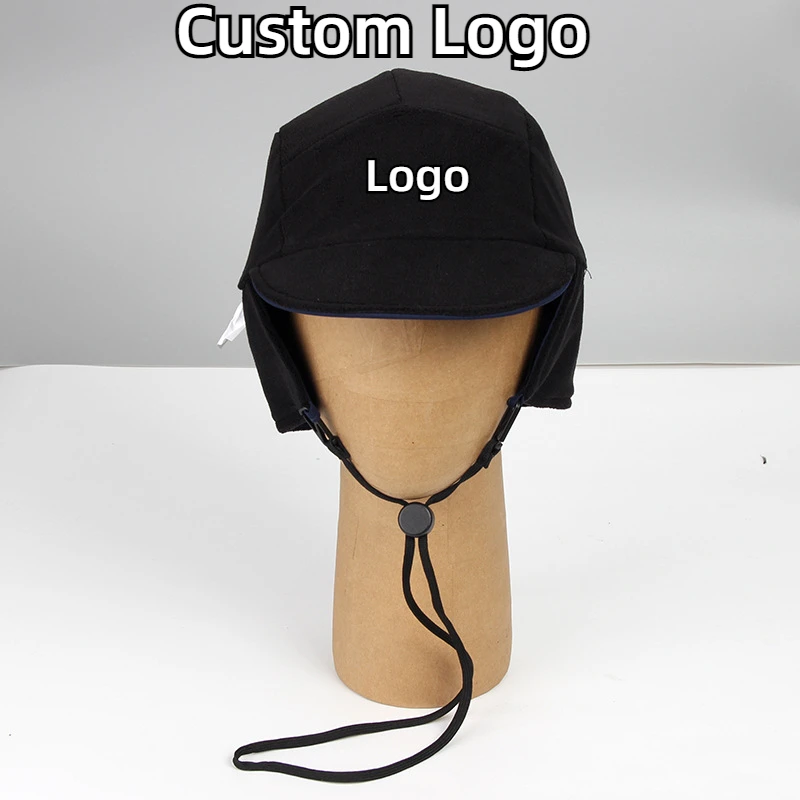 

Custom Logo Print Double-sided Wear Ear Winter Baseball Cap Water-proof Men Women Drawstrings Windproof Rope Fleece Baseball Cap