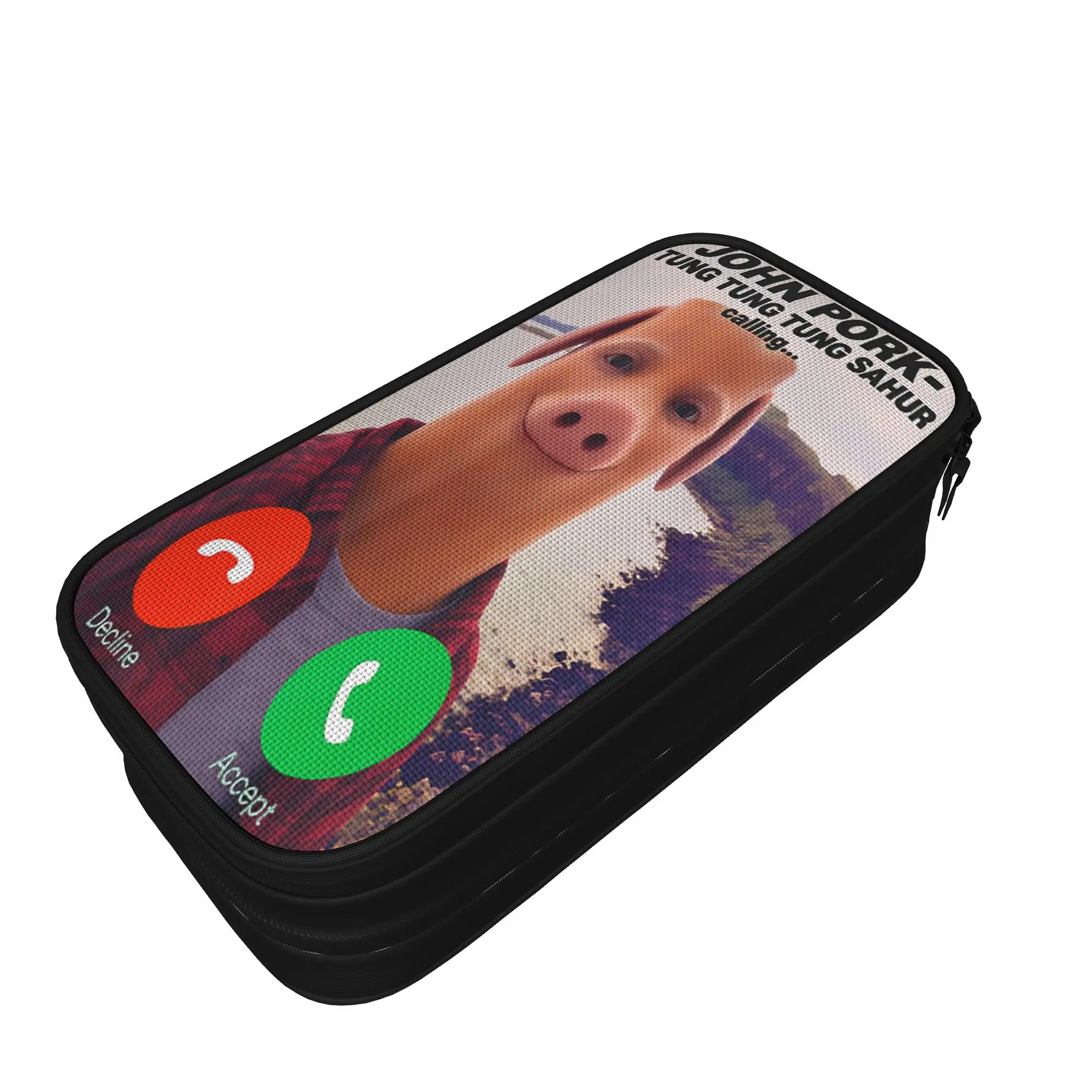 Tung Tung Tung Sahur John Pork is Calling Brainrot Pencil Case University Pencil Bag Students Aesthetic School Pencil Cases