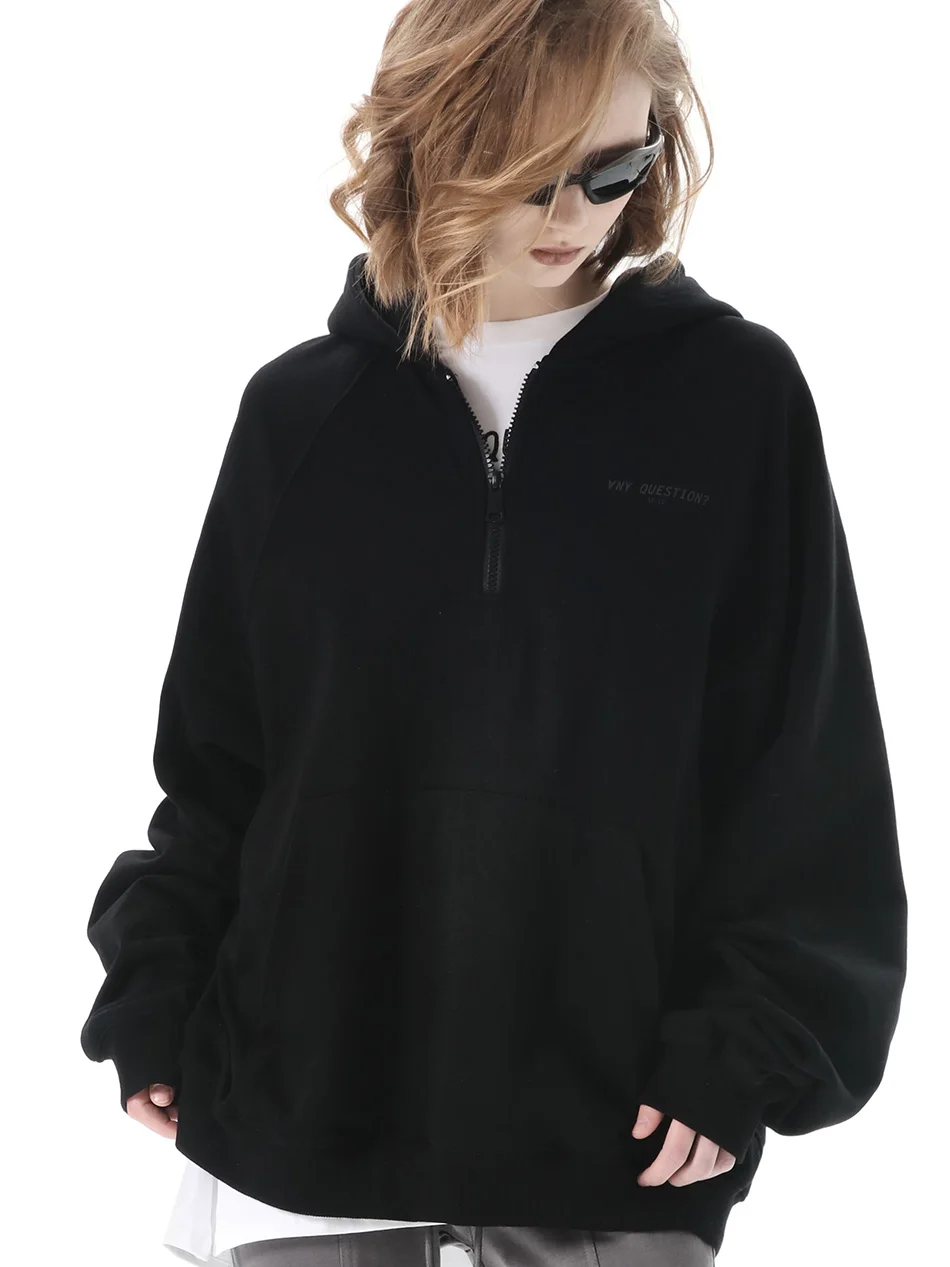 

Bla Classic Logo Long Sve Zipper Hoodie Street Sle Loose Fit Cotton Sweatirt with oulder Insert Zipper Design