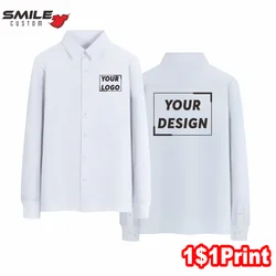 Casual Long Sleeve Business Shirt Custom Logo Company Personal Career Shirt Print Brand Design Comfortable Work Polo Embroidery