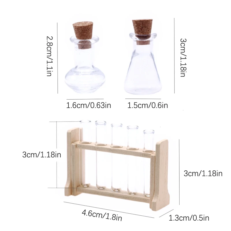 Tube à essai l'inventaire avec tasse à mesurer, maison de courses, modèle de laboratoire T1, décor de maison de beurre, jouets de simulation pour enfants, 1 ensemble, 1:12