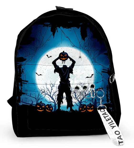 

Popular Happy Halloween Backpacks Boys/Girls pupil School Bags 3D Print Keychains Oxford Waterproof Cute Small Backpacks