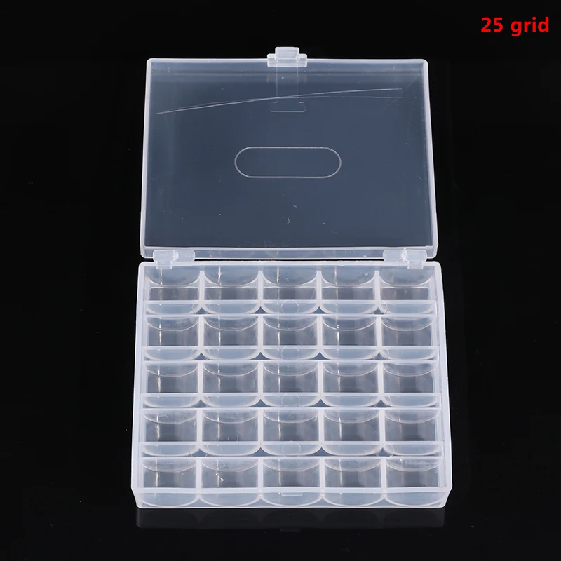 25 Spools Bobbins Sewing Machine Bobbin Case Organizer Storage Clear Box Tools