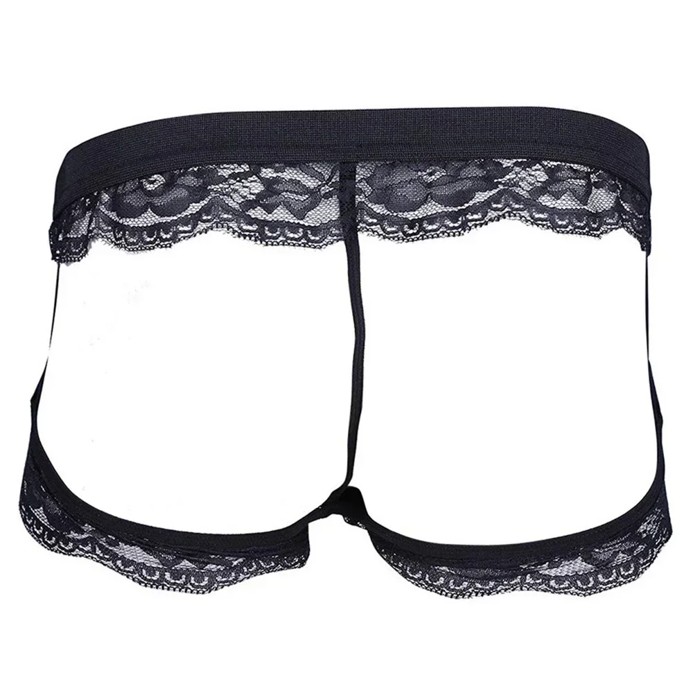 Men\'s Sexy Sissy Underwear Lace Thongs Enhance Pouch Bikini Briefs Underpants Men\'s Underwear Sexy Lace Three-point Leather