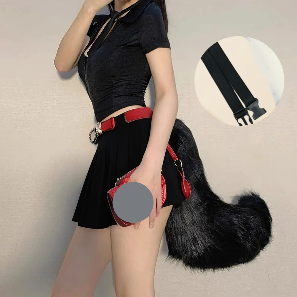 

Beast Furry Wolf Tail Anime Cat Fox Tails Plush Cosplay Costumes Big Tails Lolita JK Handmade Belt Adjustable Fursuit Tail Pros