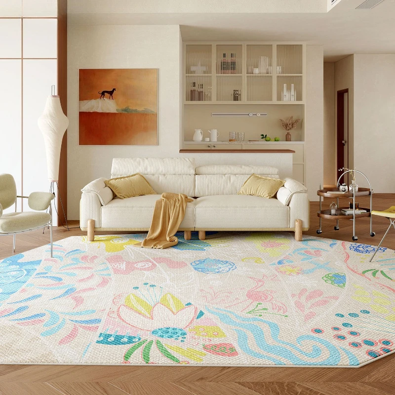 

Irregular Shape Carpets for Living Room Dopamine Color Bedroom Decor Carpet Washable Lounge Floor Mat Anti-slip Bedside Soft Rug