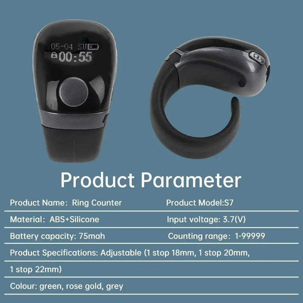 Removable Point Marker Digital Tally Counter Touch Control Type-C Charging Smart Ring Counter Three-speed Adjustable