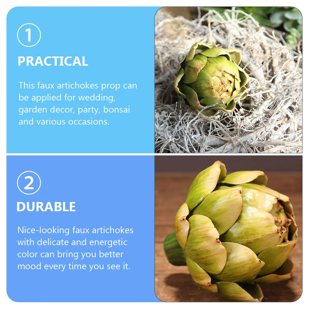 

4Pcs Fake Faux Artichokes Plastic Artificial Plants Props Simulation Decoration for Home Garden Office Wedding Party