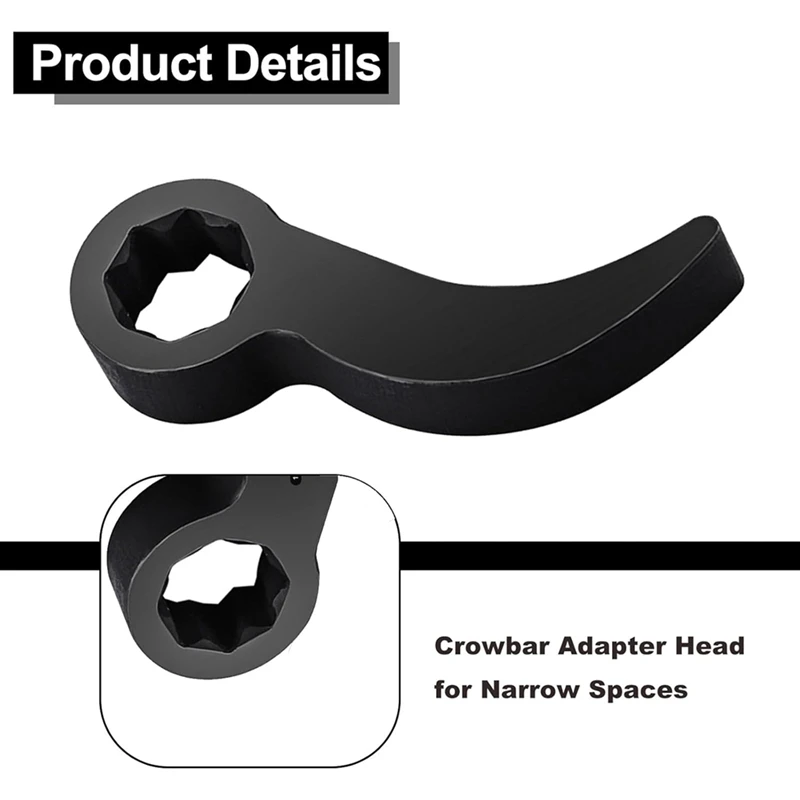 2 Pack Crowbar Adapter Wrench Tool Pry Bar Wrench Adaptor Tool Fits For 1/2