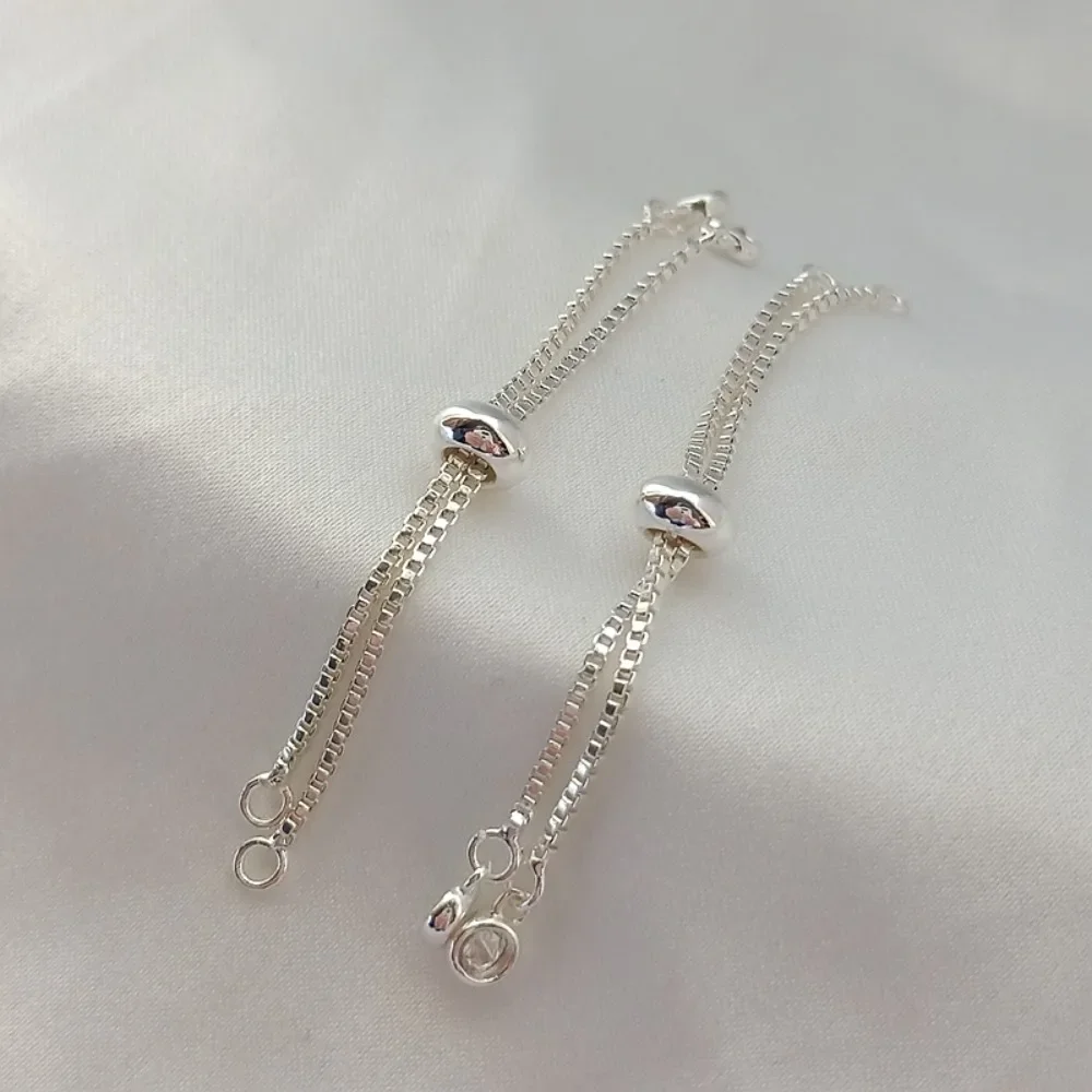 

Copper-clad Silver Box Chain with Telescopic Adjustment, Hanging Zircon about 6cm Long Bracelet Extension, Diy Jewelry Accessory